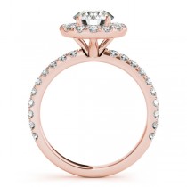 French Pave Halo Diamond Bridal Ring Set 14k Rose Gold (1.45ct)