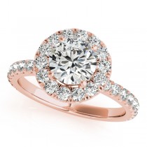 French Pave Halo Diamond Bridal Ring Set 14k Rose Gold (2.45ct)