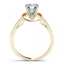 Diamond & Citrine Three Stone Bridal Set Ring 18k Yellow Gold (0.55ct)