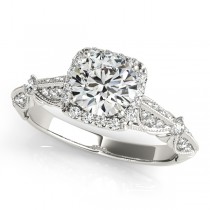 Diamond Square Halo Art Deco Engagement Ring Palladium (1.31ct)