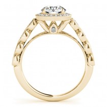 Blue Sapphire & Diamond Halo Engagement Ring 18K Yellow Gold (0.36ct)