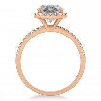 Cushion Salt & Pepper Diamond Halo Engagement Ring French Pave 14k R. Gold 2.00ct