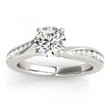 Graduated Diamond Swirl Engagement Ring 14k White Gold (0.28ct)