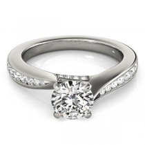 Graduated Diamond Swirl Engagement Ring 14k White Gold (0.28ct)