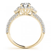 Flower Halo Pear Cut Diamond Engagement Ring 18k Yellow Gold 1.75ct