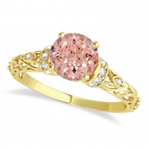 Morganite & Diamond Antique Engagement Ring 18k Yellow Gold (1.62ct)