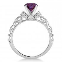 Alexandrite & Diamond Antique Style Bridal Set Palladium (1.12ct)