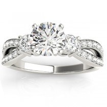 Diamond Three Stone Split Shank Engagement Ring Palladium 0.68ct