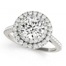 Double Halo Diamond Engagement Ring Palladium (1.50ct)