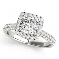 Cushion Cut Diamond Halo Engagement Ring Palladium (2.33ct)