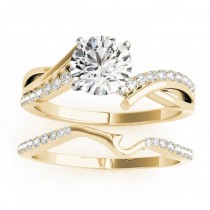 Lab Diamond Twist Bypass Bridal Set Setting 14k Yellow Gold (0.17ct)