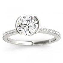 Semi-Bezel Diamond Engagement Ring Setting 18k White Gold (0.30ct)