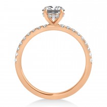 Princess Diamond Single Row Hidden Halo Engagement Ring 18k Rose Gold (0.81ct)