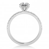 Princess Lab Grown Diamond Single Row Hidden Halo Engagement Ring Palladium (0.81ct)
