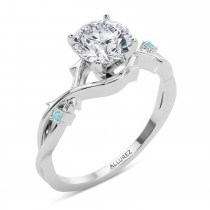 Aquamarine Vine Leaf Solitaire Engagement Ring in Palladium (0.02ct)