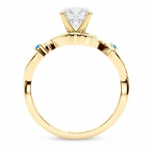 Blue Topaz Vine Leaf Solitaire Engagement Ring 18K Yellow Gold (0.02ct)