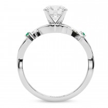 Emerald Vine Leaf Solitaire Engagement Ring 18K White Gold (0.02ct)