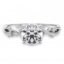 Diamond Vine Leaf Solitaire Engagement Ring in Palladium (0.02ct)