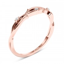 Round Diamond Vine Leaf Engagement Ring Bridal Set 18K Rose Gold (0.05ct)