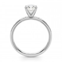 Vintage Style Heart Engraved Engagement Ring in Palladium