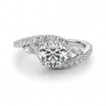 Swirl Design Diamond & Marquise Engagement Ring 18K White Gold (0.63ct)