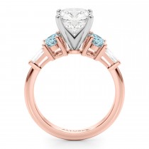 Cushion Cut Lab Grown Diamond & Oval Aquamarine Engagement Ring 14K Rose Gold (3.98ct)
