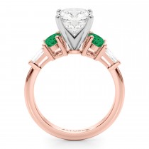 Cushion Cut Lab Grown Diamond & Oval Emerald Engagement Ring 18K Rose Gold (3.98ct)