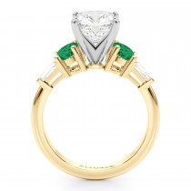 Cushion Cut Lab Grown Diamond & Oval Emerald Engagement Ring 18K Yellow Gold (3.98ct)