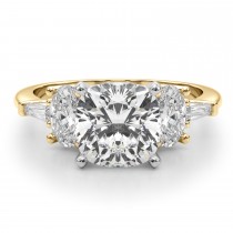 Cushion Cut Moissanite & Lab Grown Diamond Engagement Ring 18K Yellow Gold (4.18ct)