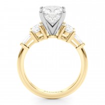 Cushion Cut Moissanite & Lab Grown Diamond Engagement Ring 18K Yellow Gold (4.18ct)