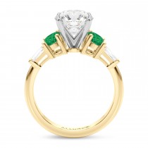 Round Lab Grown Diamond & Oval Emerald Engagement Ring 18K Yellow Gold (3.98ct)