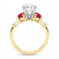 Round Lab Grown Diamond & Oval Ruby Engagement Ring 14K Yellow Gold (4.24ct)
