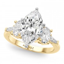 Marquise Lab Grown Diamond Engagement Ring 14K Yellow Gold (4.18ct)