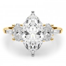 Marquise Lab Grown Diamond Engagement Ring 14K Yellow Gold (4.18ct)