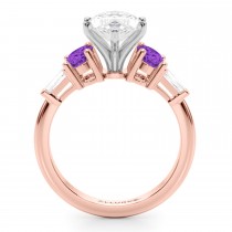 Marquise Lab Grown Diamond & Oval Amethyst Engagement Ring 14K Rose Gold (3.98ct)