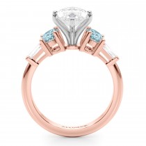 Marquise Lab Grown Diamond & Oval Aquamarine Engagement Ring 14K Rose Gold (3.98ct)