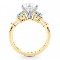Marquise Lab Grown Diamond & Oval Aquamarine Engagement Ring 18K Yellow Gold (3.98ct)