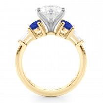 Marquise Lab Grown Diamond & Oval Blue Sapphire Engagement Ring 14K Yellow Gold (4.32ct)