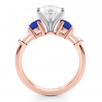 Marquise Lab Grown Diamond & Oval Blue Sapphire Engagement Ring 18K Rose Gold (4.32ct)
