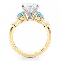 Marquise Lab Grown Diamond & Oval Blue Topaz Engagement Ring 18K Yellow Gold (4.18ct)