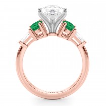 Marquise Lab Grown Diamond & Oval Emerald Engagement Ring 18K Rose Gold (3.98ct)