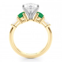 Marquise Lab Grown Diamond & Oval Emerald Engagement Ring 18K Yellow Gold (3.98ct)