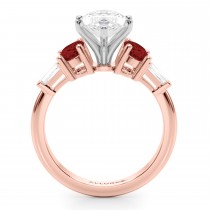 Marquise Lab Grown Diamond & Oval Garnet Engagement Ring 18K Rose Gold (4.18ct)