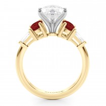 Marquise Lab Grown Diamond & Oval Garnet Engagement Ring 18K Yellow Gold (4.18ct)