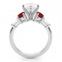 Marquise Lab Grown Diamond & Oval Garnet Engagement Ring in Palladium (4.18ct)