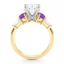 Oval Lab Grown Diamond & Amethyst Engagement Ring 14K Yellow Gold (3.98ct)