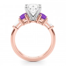 Oval Lab Grown Diamond & Amethyst Engagement Ring 18K Rose Gold (3.98ct)