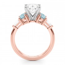 Oval Lab Grown Diamond & Aquamarine Engagement Ring 18K Rose Gold (3.98ct)