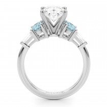 Oval Lab Grown Diamond & Aquamarine Engagement Ring in Palladium (3.98ct)