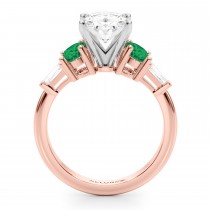 Oval Lab Grown Diamond & Emerald Engagement Ring 18K Rose Gold (3.98ct)
